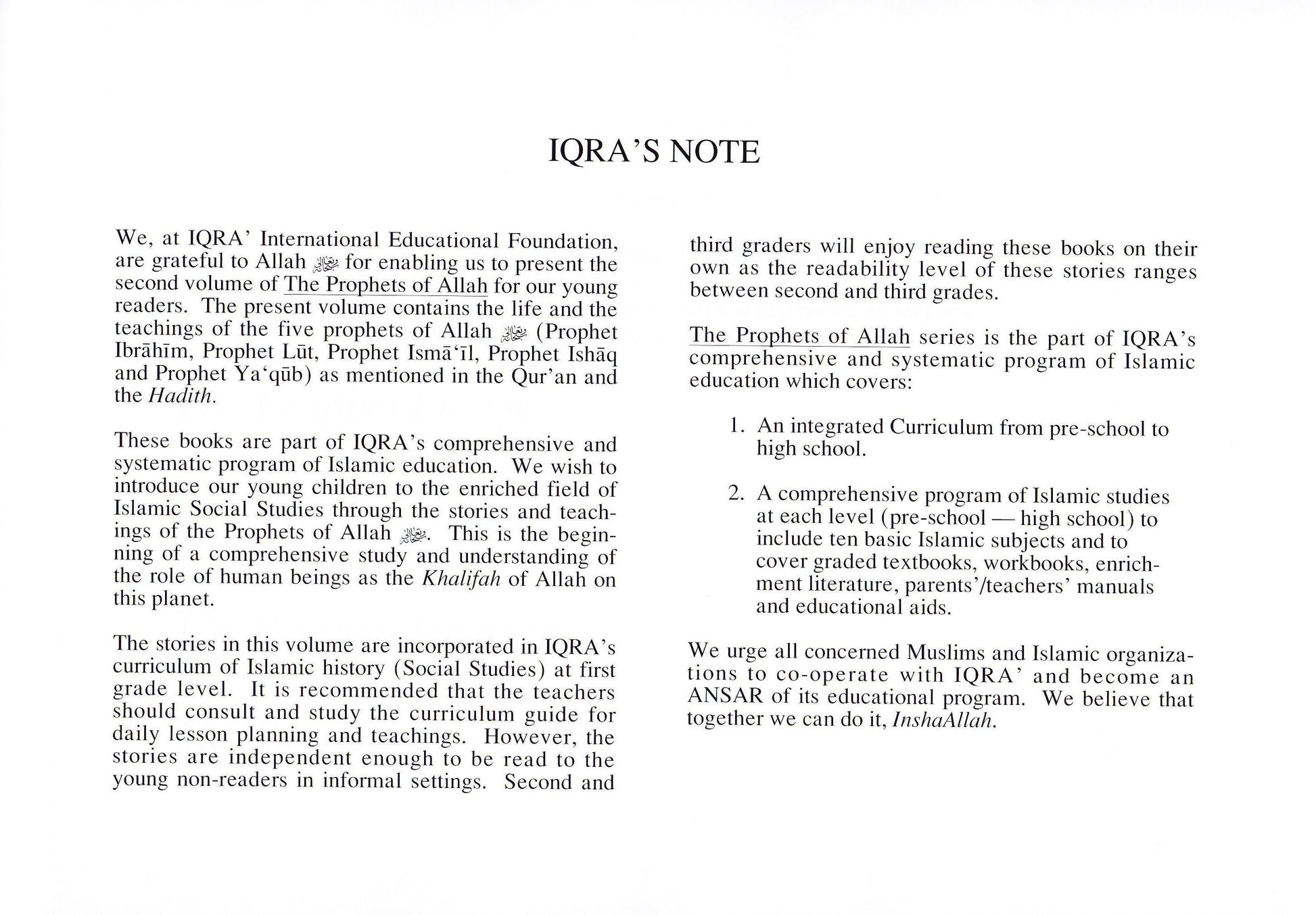 Prophets of Allah: Volume 2 - Premium Text Book from IQRA' international Educational Foundation - Just $8! Shop now at IQRA' international Educational Foundation