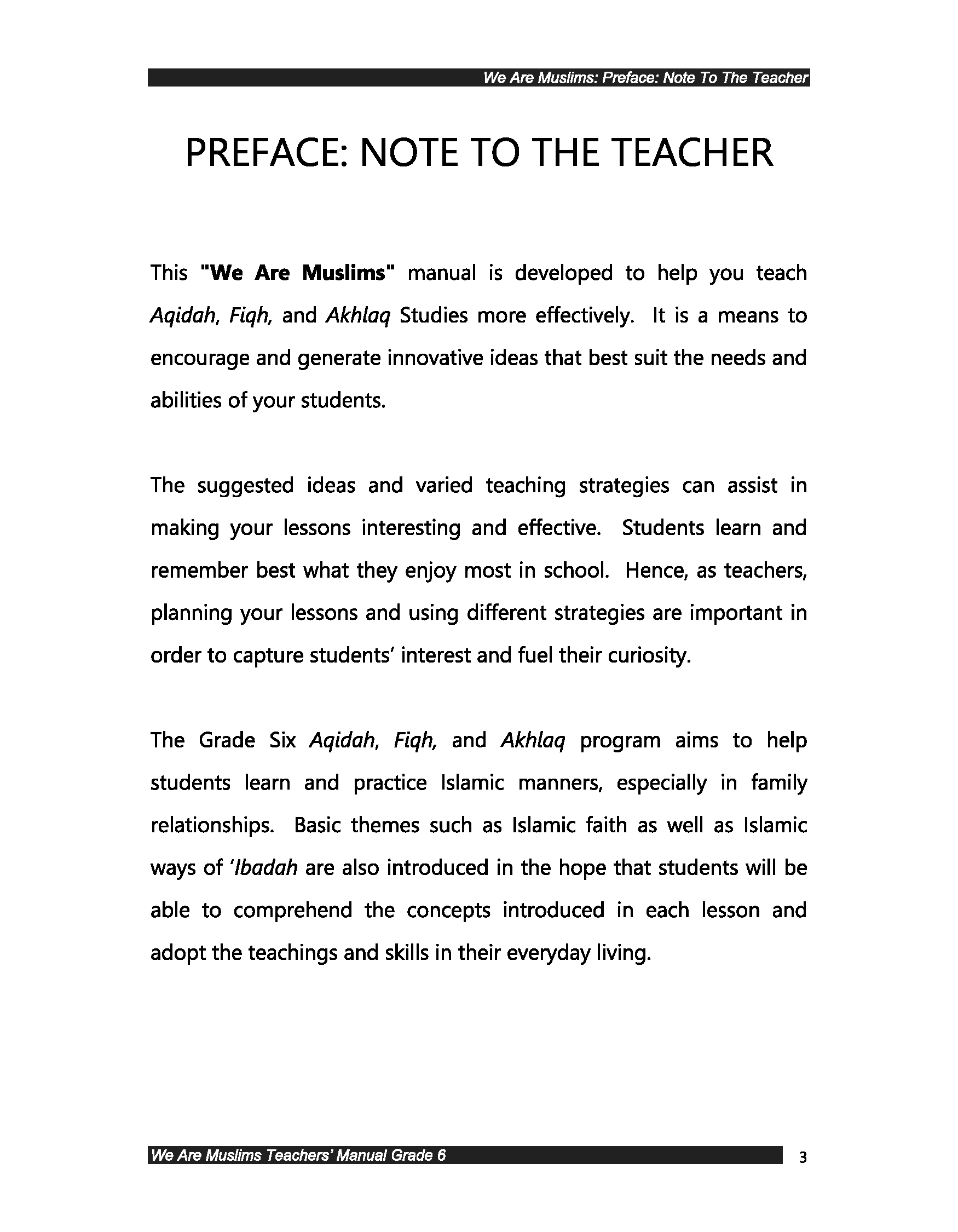 Teacher's Manual: We Are Muslim Grade 6 - Premium Text Book from IQRA' international Educational Foundation - Just $35! Shop now at IQRA Book Center | A Division of IQRA' international Educational Foundation
