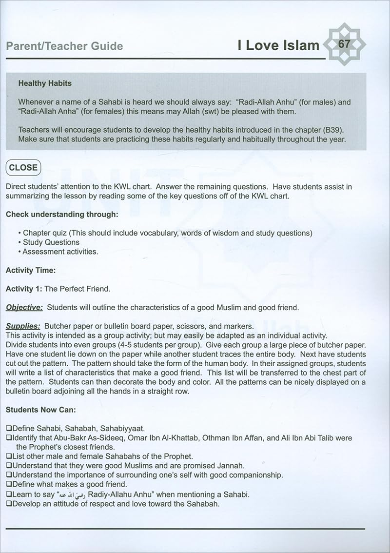 I Love Islam: Teachers Manual 1 - Premium Textbook from NoorArt Inc. - Just $31.99! Shop now at IQRA.ORG