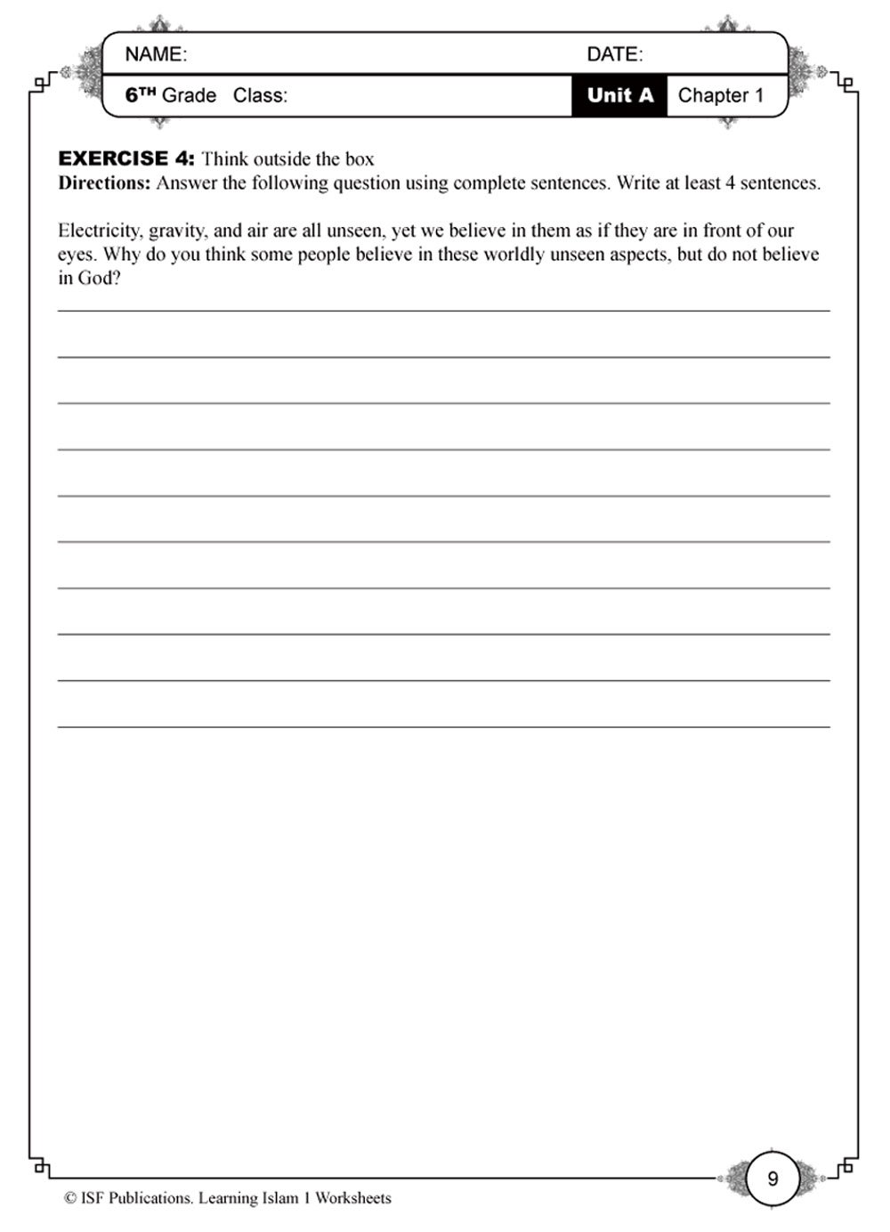 Learning Islam Worksheets: Level 1 (6th Grade) - Premium Workbook from Hani Book Store - Just $11.99! Shop now at IQRA.ORG