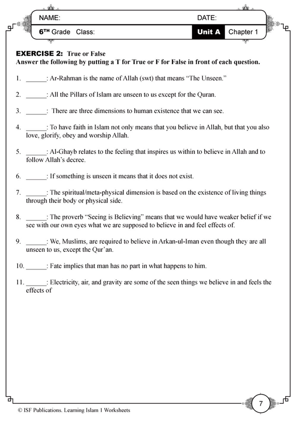 Learning Islam Worksheets: Level 1 (6th Grade) - Premium Workbook from Hani Book Store - Just $11.99! Shop now at IQRA.ORG