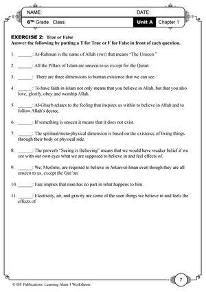 Learning Islam Worksheets: Level 1 (6th Grade) - Premium Workbook from Hani Book Store - Just $11.99! Shop now at IQRA.ORG