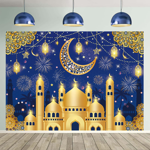 Eid Mubarak Banner Blue Masjid