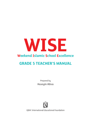 Teacher's Manual: IQRA WISE Grade 5